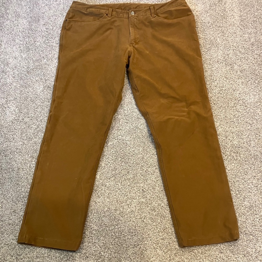 Lululemon ABC Pants Mens 38x29 Brown Canvas 5-Pocket Straight Leg Workwear